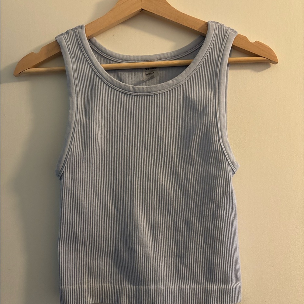 Sunday Best Sky Blue Ribbed Top